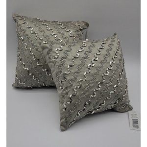 Pack of two rizzy home Striped Polyester Filled Decorative Pillow  12”x12”😃